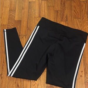 adidas Black Leggings with Dual White Stripes